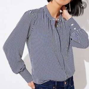 LOFT | Plus Size Striped Crossover Utility Blouse